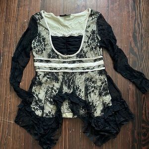 Goth lace and cream shirt